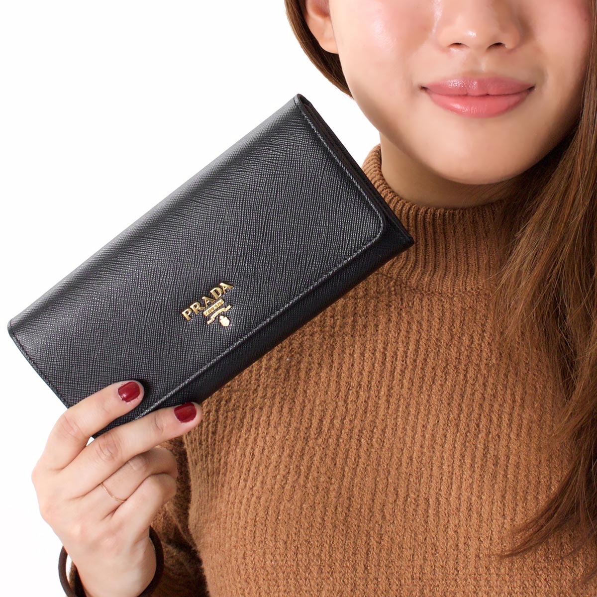 プラダ 長財布 財布 レディース サフィアーノ メタル ブラック 1MH132