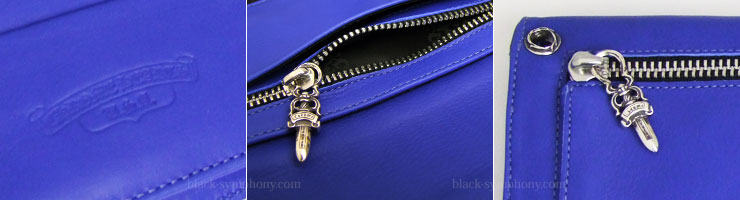 クロムハーツウェーブウォレットクロスボタンロイヤルブルーソフト