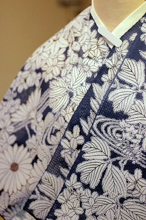 竺仙夏着物地/浴衣地・綿紅梅