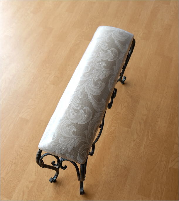 ベンチ 玄関 椅子 スリム コンパクト 布 ファブリック 猫脚 横長