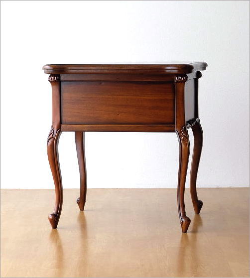 サイドチェスト マホガニー 木製 ウッド 電話台 花台 天然木 ベッド