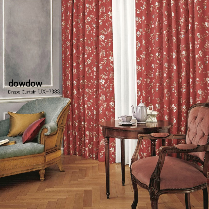 アメリカン クラシック】アンティークな花柄の高級ドレープカーテン