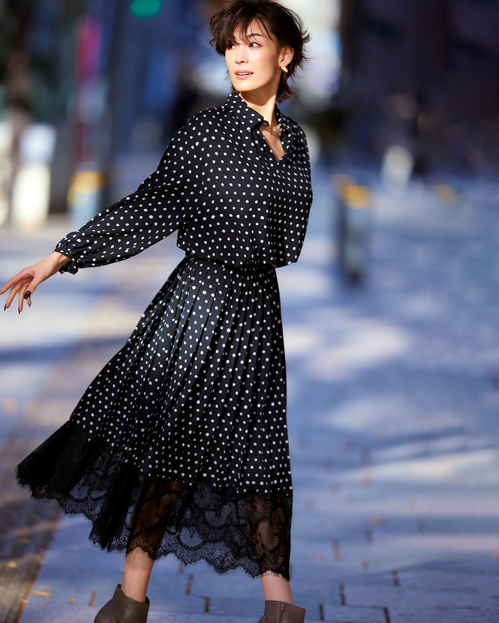 ポルカドット・ジョーゼットセットアップ/DoCLASSE