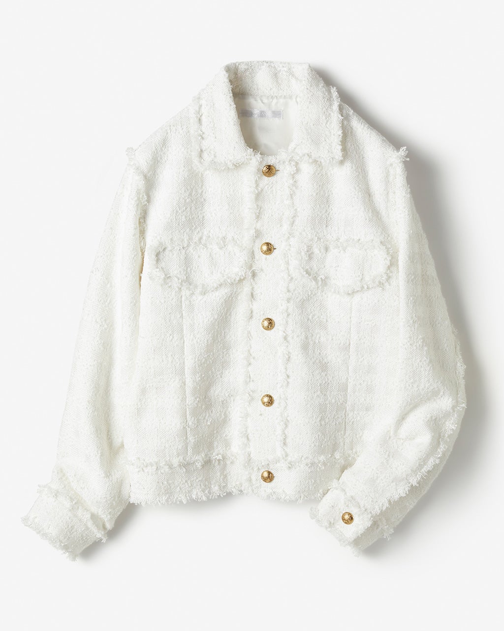 ホワイトツイード・フリンジジャケット/DoCLASSE