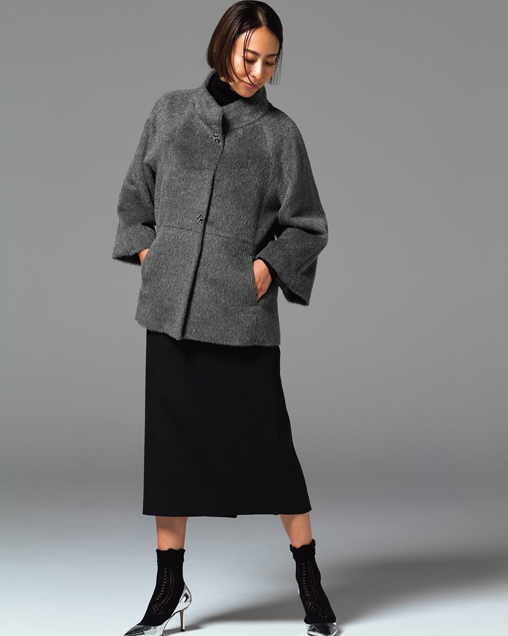 アルパカシャギー・スタンドショートコート/DoCLASSE