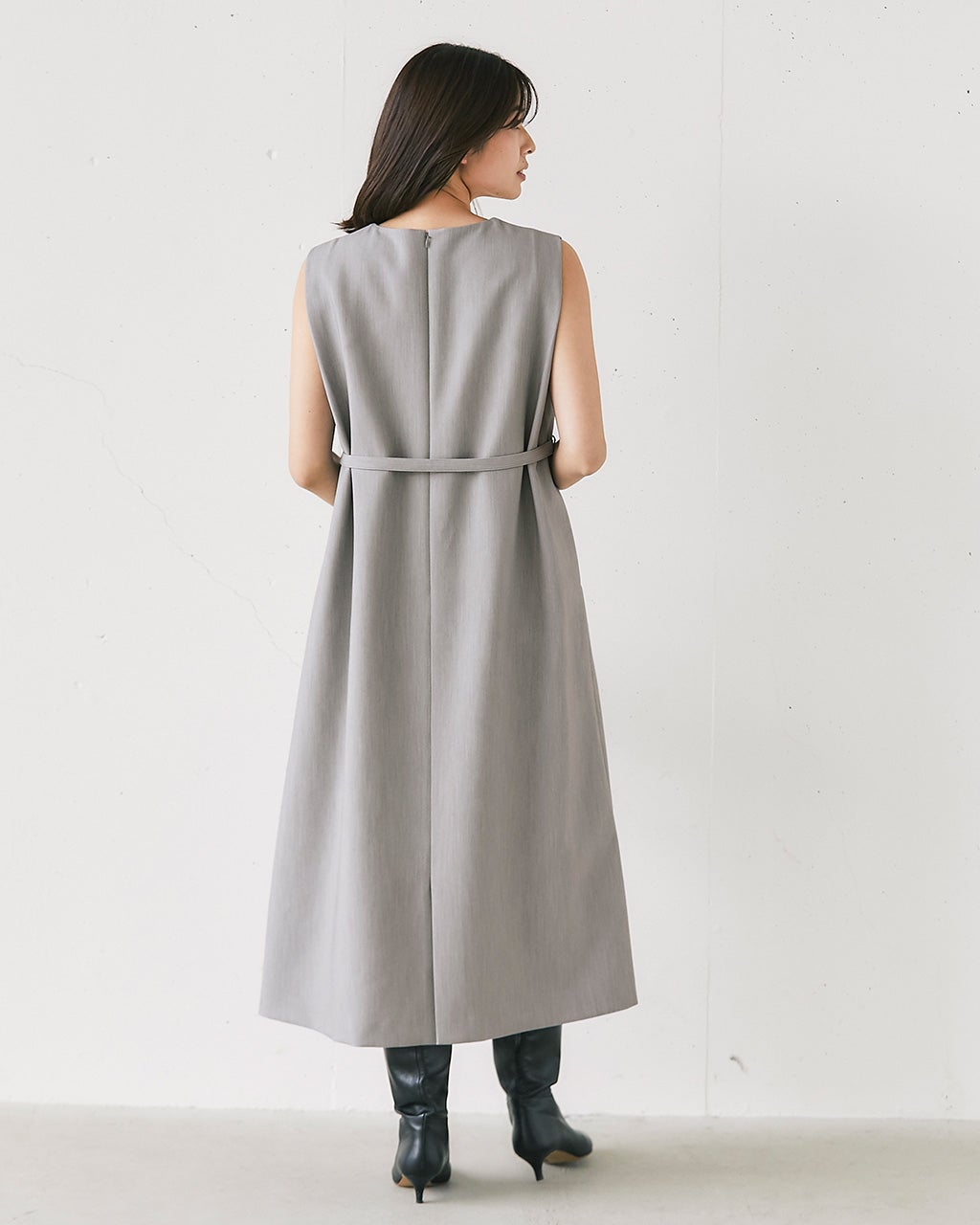 スポンジWクロス・ベルト付きワンピース/DoCLASSE