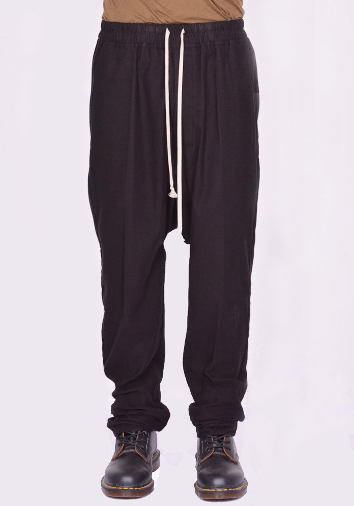 RICK OWENS MEN DRAWSTRING PANTS BLACK FW24 | DOSHABURI Online Shop