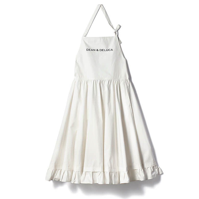 DEAN＆DELUCA×BEAMS COUTURE ギャザーのエプロンドレス ホワイト