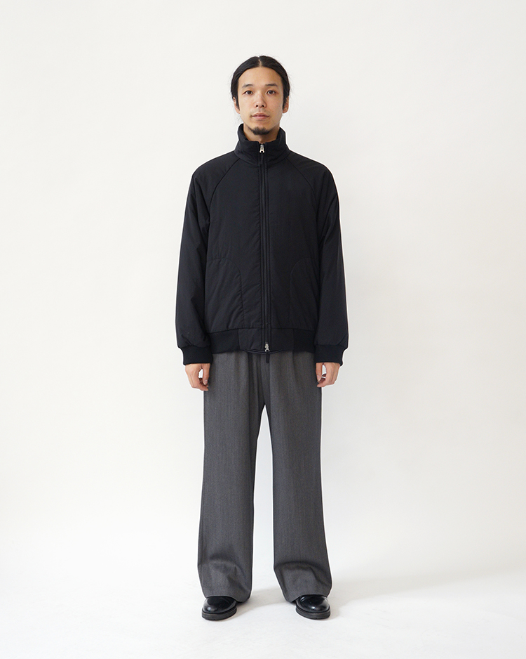 MAT AIRLY NYLON WOOL PADDED STAND JACKET / BLACK | ATON (MEN