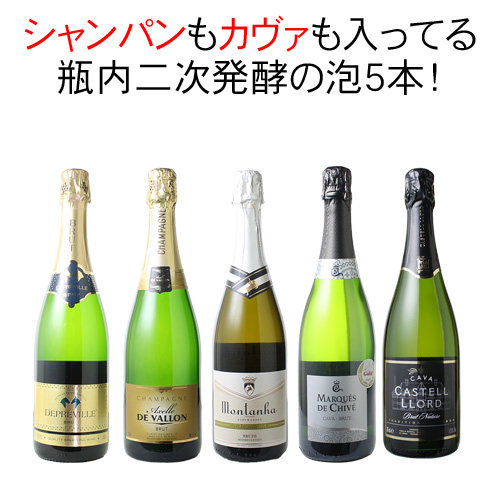 送料無料】ワインセット シャンパン入 スパークリング ワイン 5本