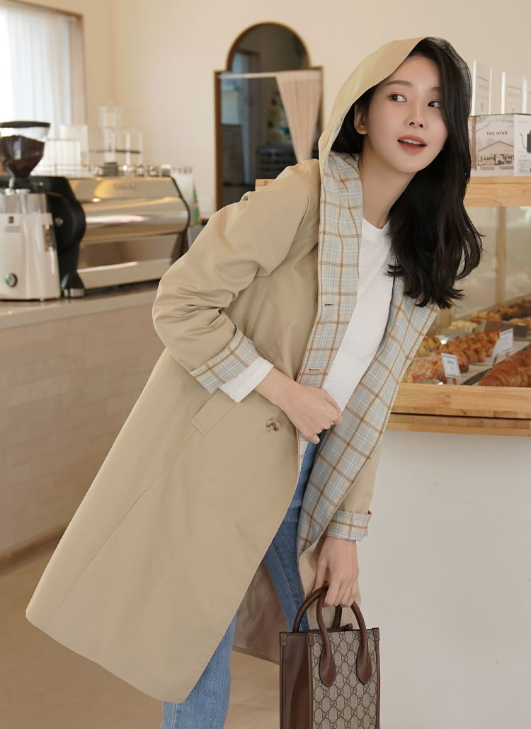 チェック裏地ロングコート | レディースファッション通販 - DHOLIC