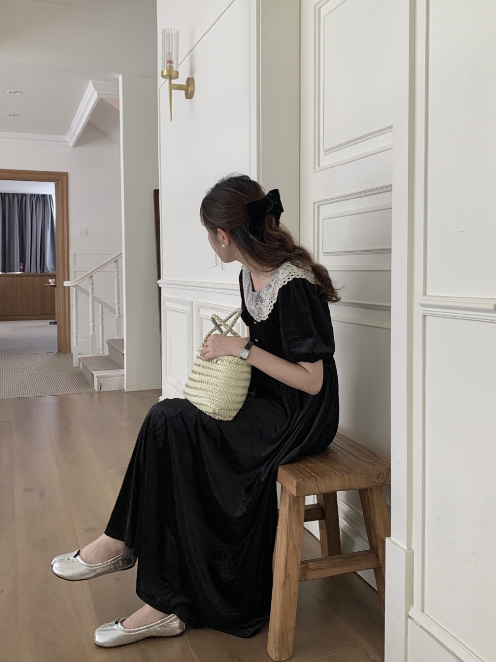 レースネックベロアパフワンピース | レディースファッション通販 - DHOLIC