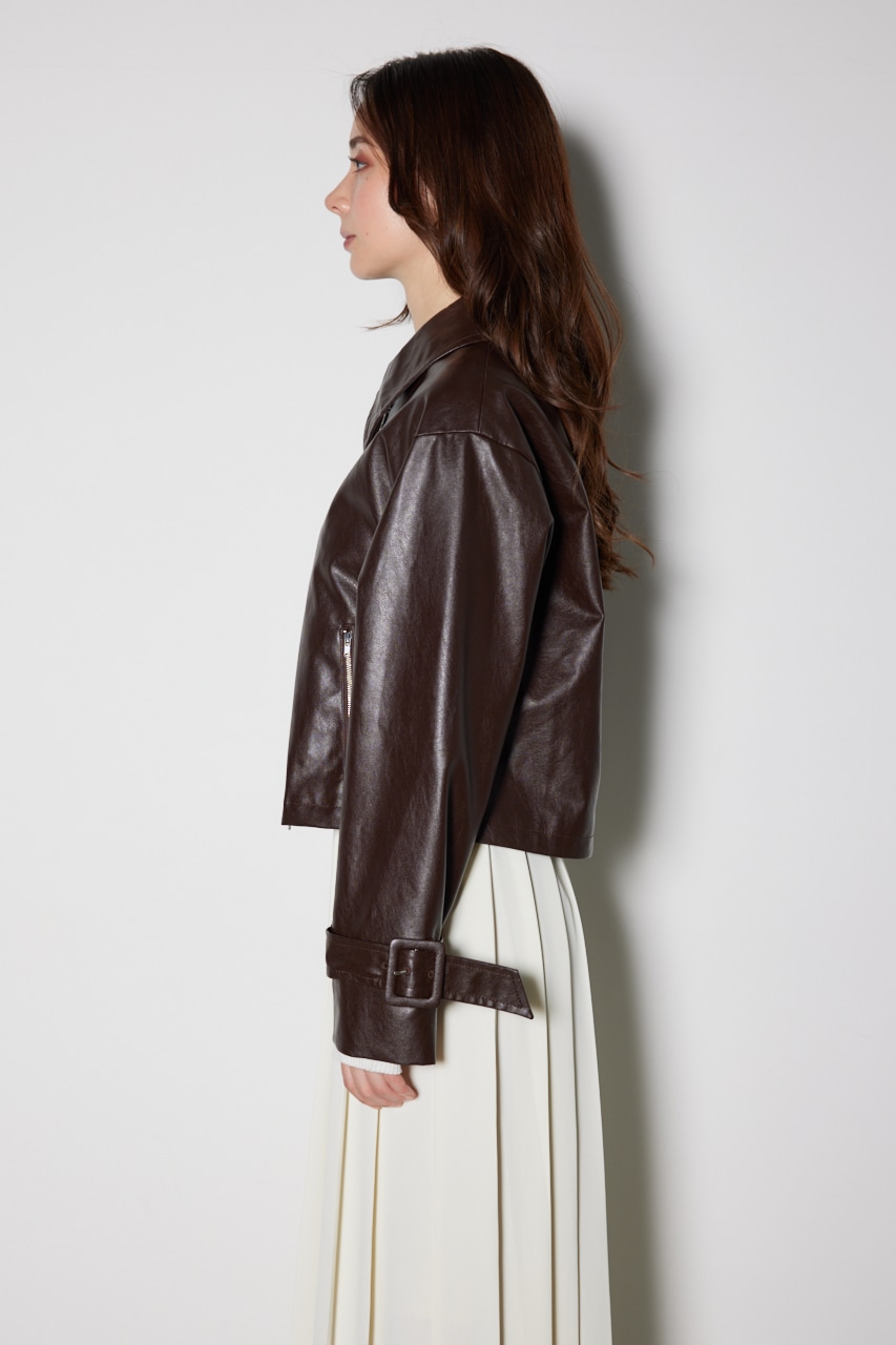 rienda | フェイクレザーショートZIPジャケット (ジャケット ) |SHEL