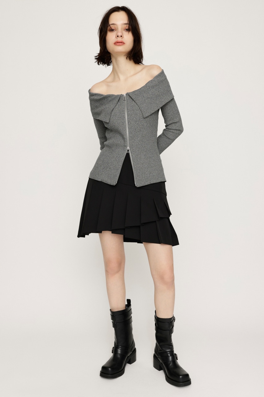 SLY | OFFSHOULDER FRONT ZIP トップス (Tシャツ・カットソー(長袖
