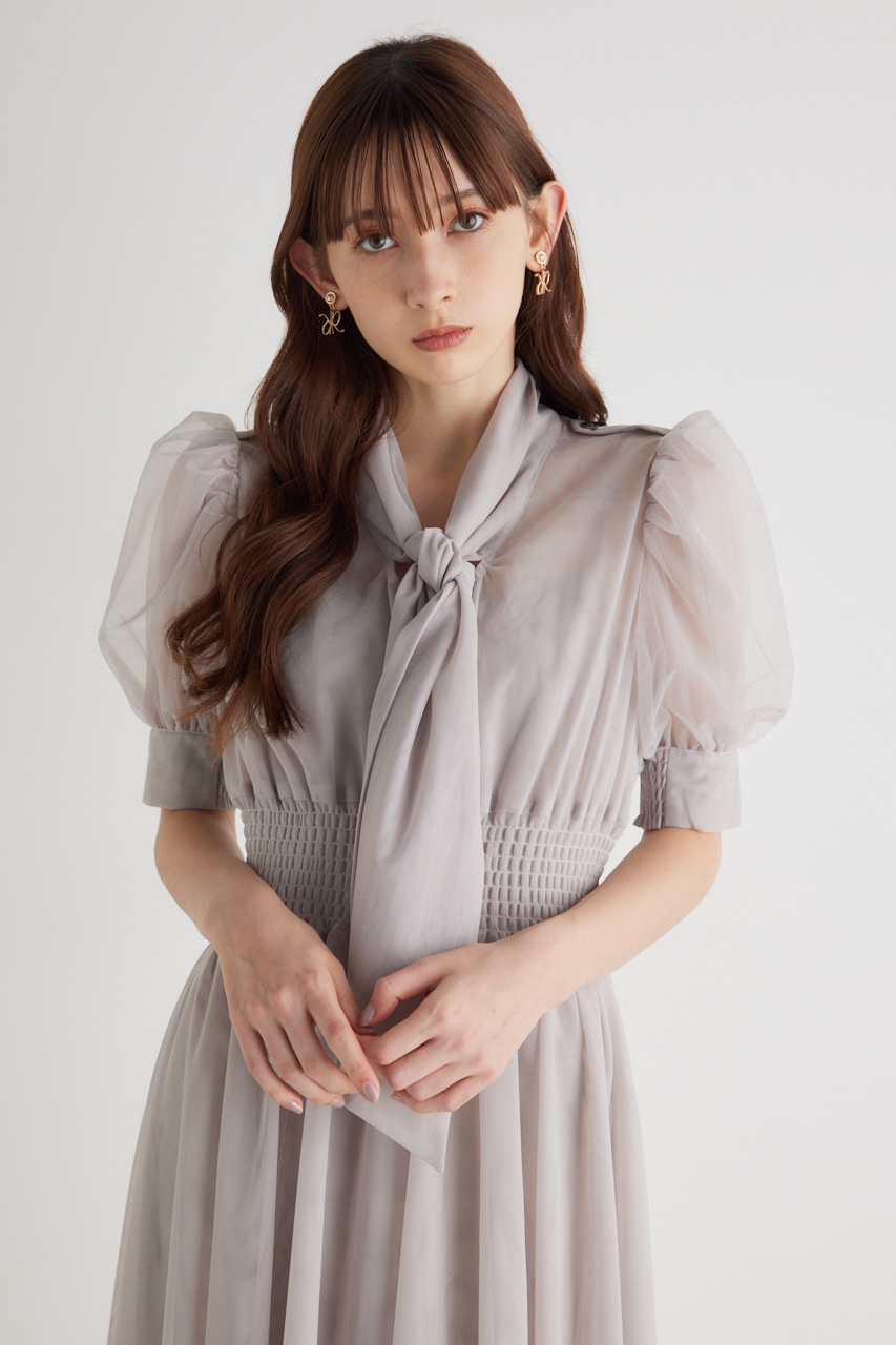 rienda | ネクタイチュールフレア OP (ワンピース(ミニ・ミディアム