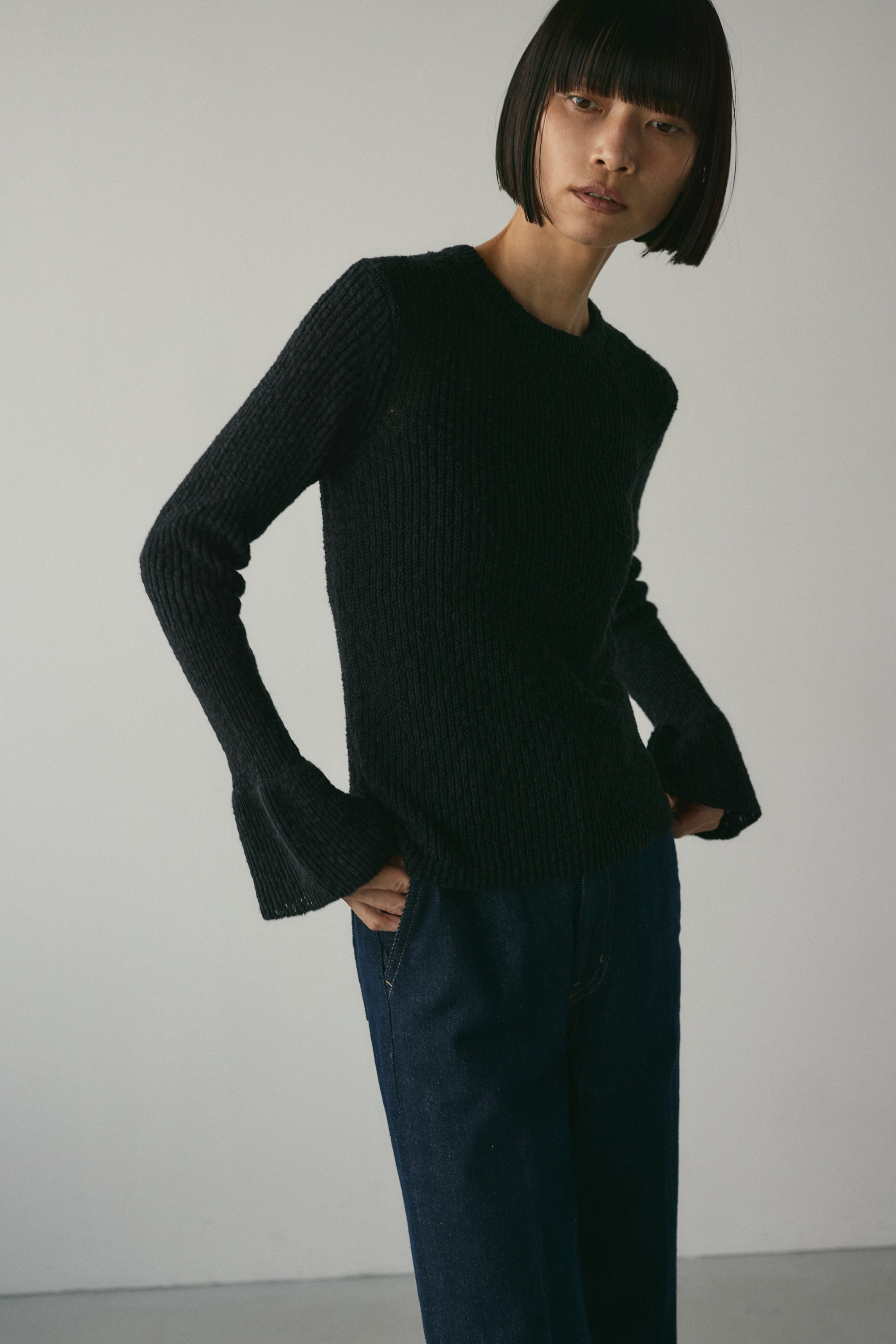 STYLEMIXER | ノットヤーンフリルスリーブニット (ニット ) |SHEL'TTER