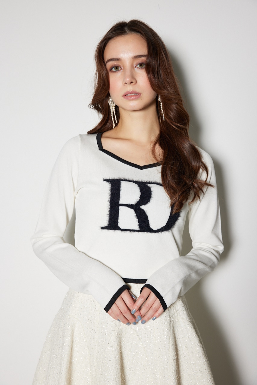 rienda | BIG Rロゴロング スリーブ ニット トップス (ニット ) |SHEL