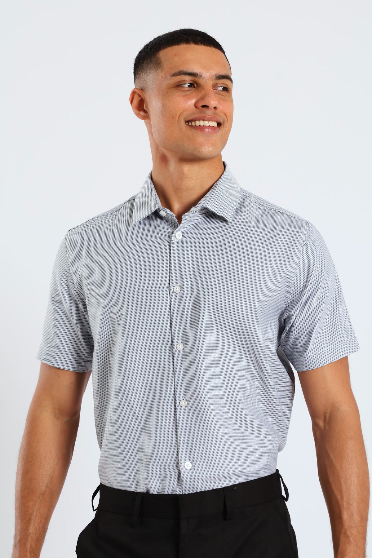 Mens Slim Diagonal Stripe Gradient Textured Short Sleeve Shirt