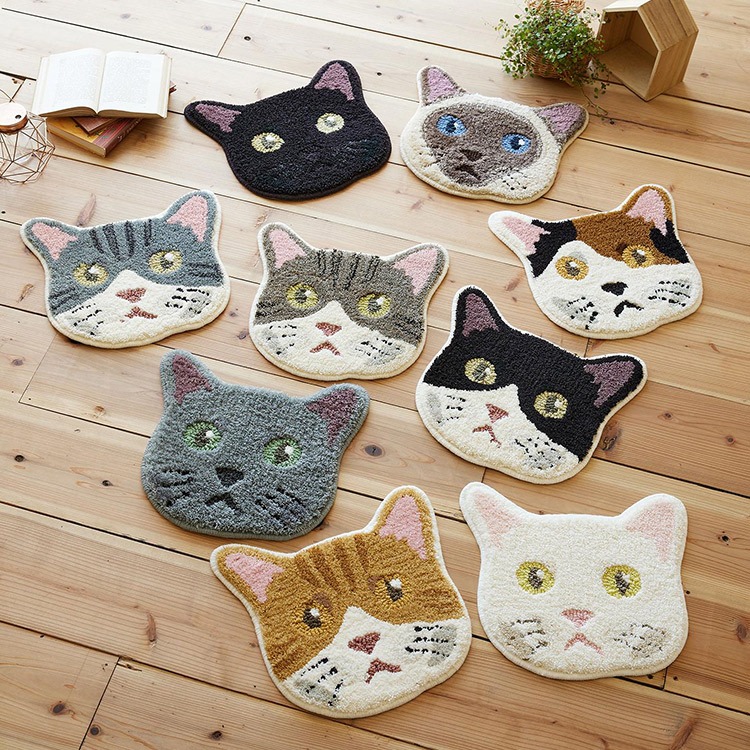 ネコカオ チェアパット マット 猫 アニマル 玄関マット 日本製
