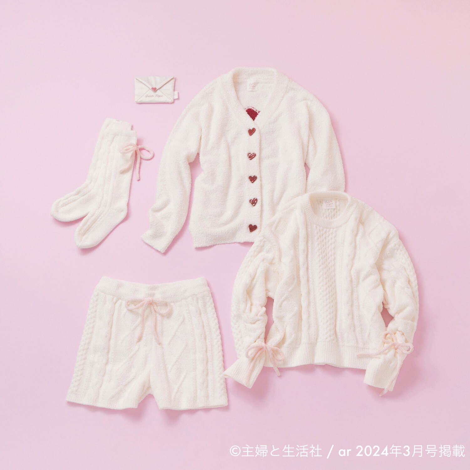 ジェラート ピケ24年バレンタインルームウェア、ハートボタンの