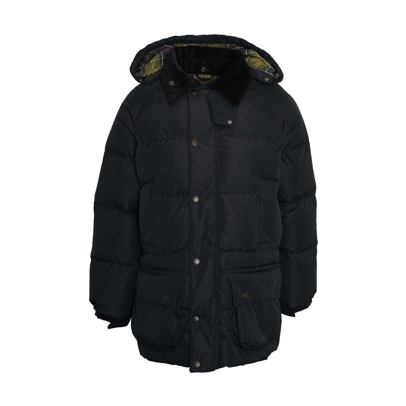 バブアー初のダウンジャケット、コーデュロイ襟の「トランスポート