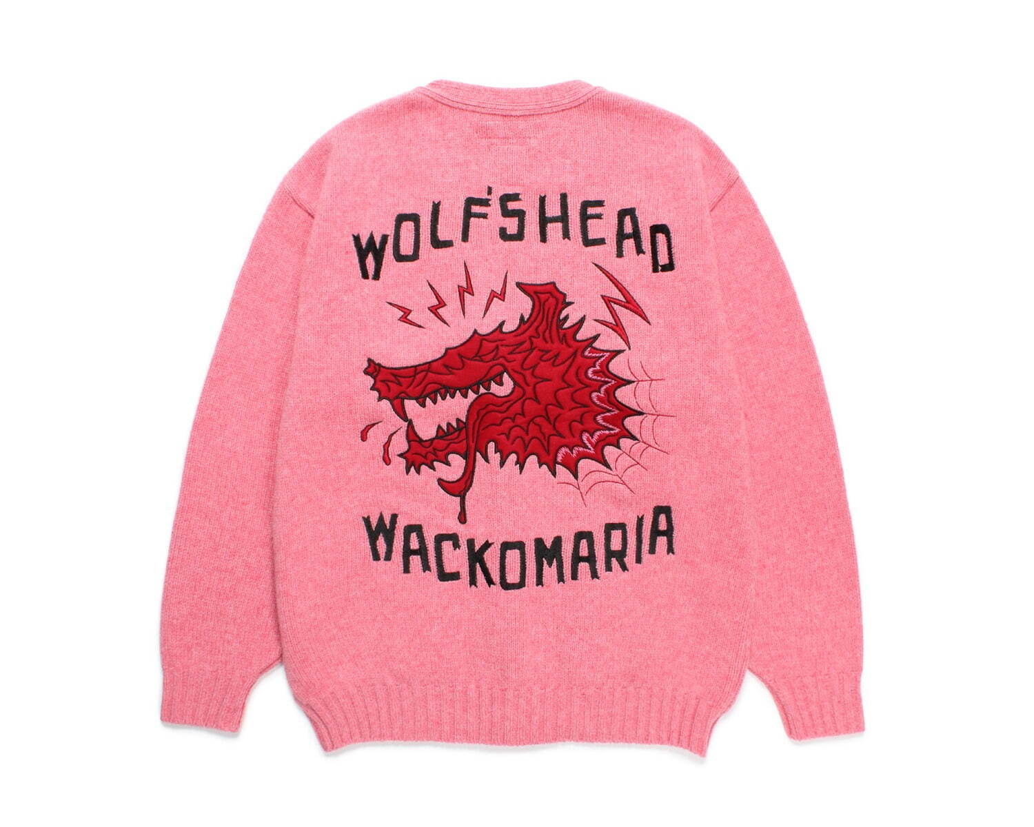 ワコマリア×ウルフズヘッド、フェイクファーの刺繍スカジャン＆背面