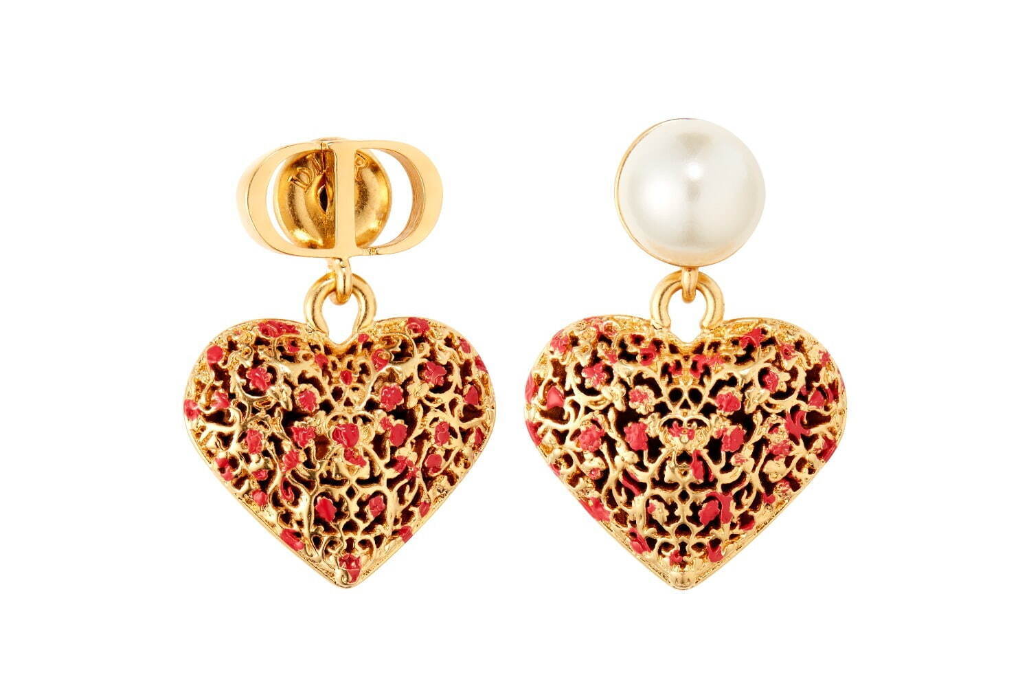 ディオール“蝶や花”の透かし彫りハートジュエリー、パールピアスや