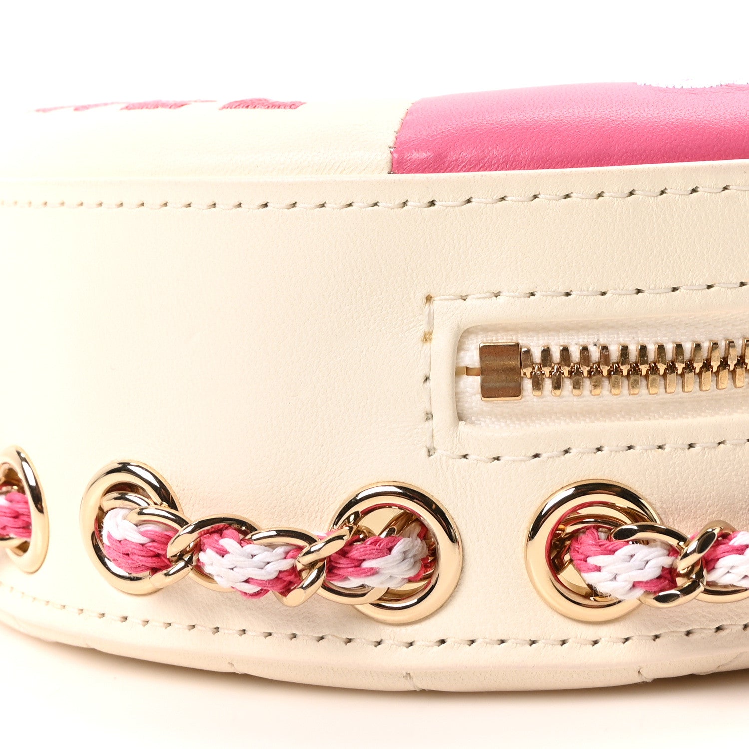 Chanel Lambskin Coco Lifesaver Round Bag Pink White 1828995
