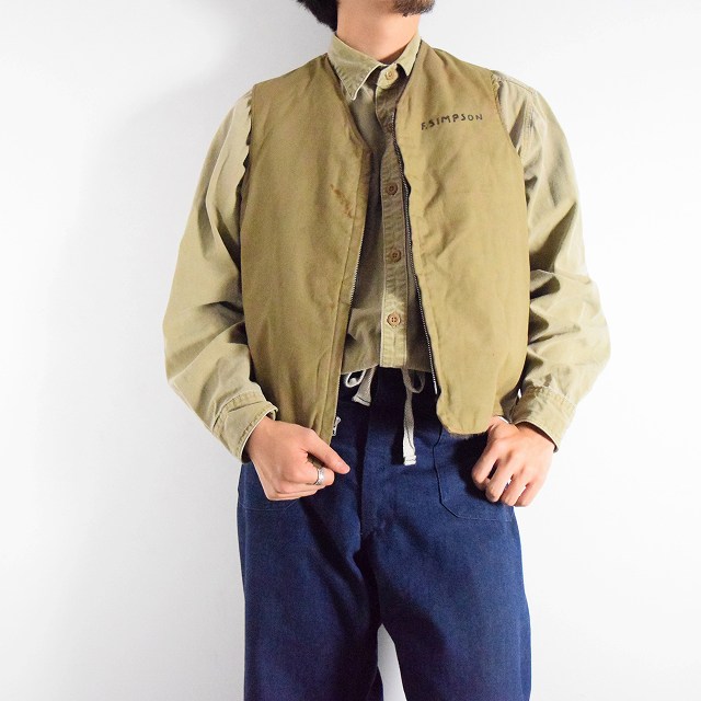 40's US.NAVY DEMOTEX-ED製 アルパカデッキベスト 40年代 ミリタリー