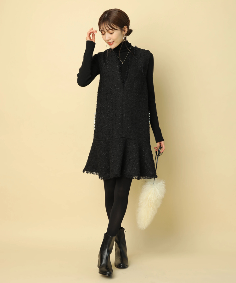 Fubail / ツイードペプラムミニワンピース