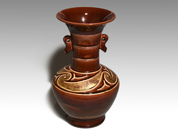 交趾勾玉耳 花入 永楽善五郎(即全)作 共箱 | 古美術ささき