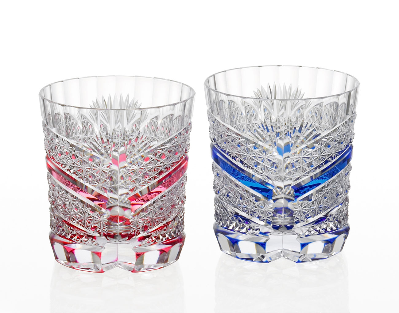 江戸切子 ペアロックグラス＜菊籠目に魚子紋＞ | カガミクリスタル