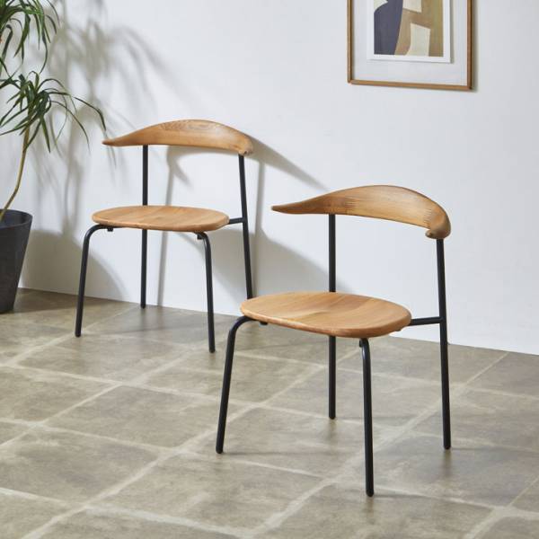 完成品 オーク無垢材使用 シギヤマ家具 ダイニングチェア 2脚セット