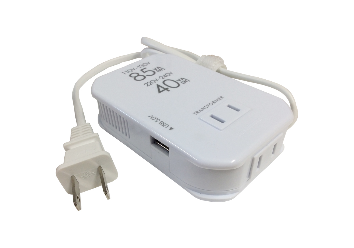 海外用薄型2口変圧器USB 110-130V/85VA 220-240V/40VA – カシムラ