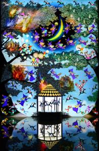 藤城清治：レフグラフファイン版画 魔法の森に燃える再生の炎I（受注