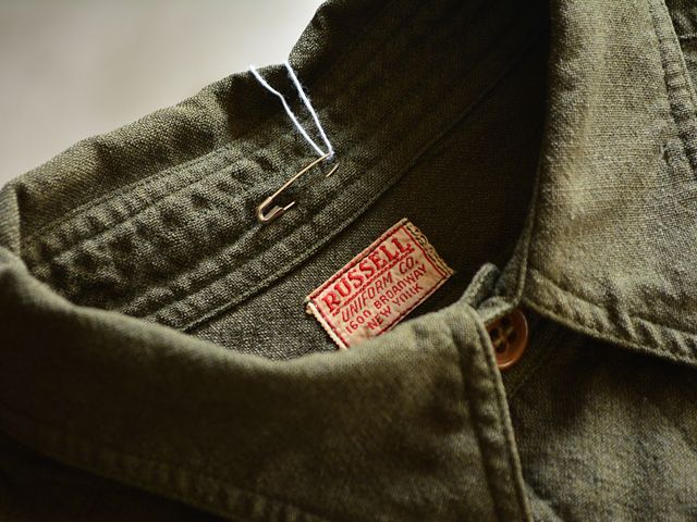 1930s RUSSELL UNIFORM CO. チンスト付きワークシャツ 実寸L - 古着屋