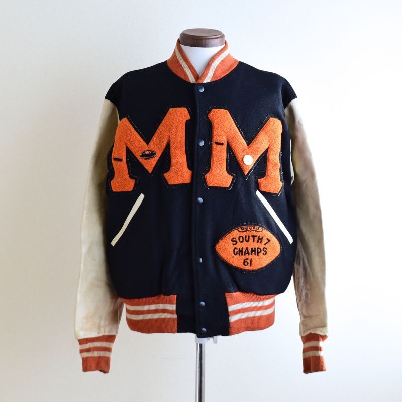 1960s BAILEY AND HIMES 袖レザースタジャン 表記44 - 古着屋HamburgCafe