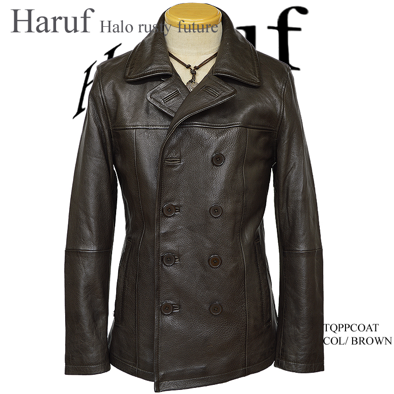Haruf 本革 レザーピーコート レザージャケット メンズ 革ジャン