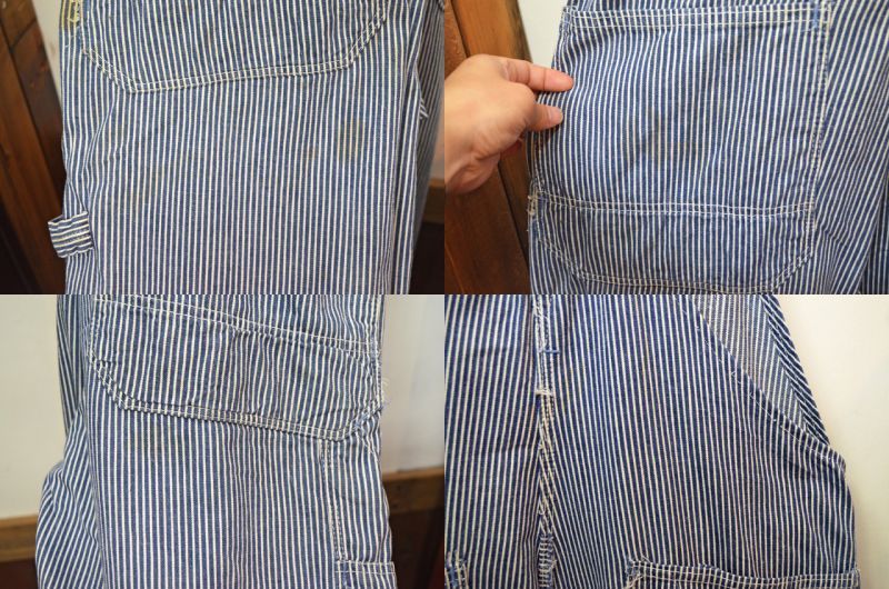 60's Sears ヒッコリー柄 ダブルニーオーバーオール - used&vintage