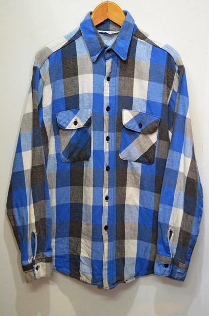 80's FIVE BROTHER ヘビーネルシャツ “ブロックチェック柄