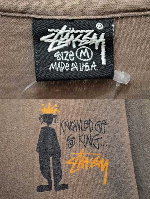 80-90's 黒タグ STUSSY Tシャツ “KNOWLEDGE IS KING” - used&vintage