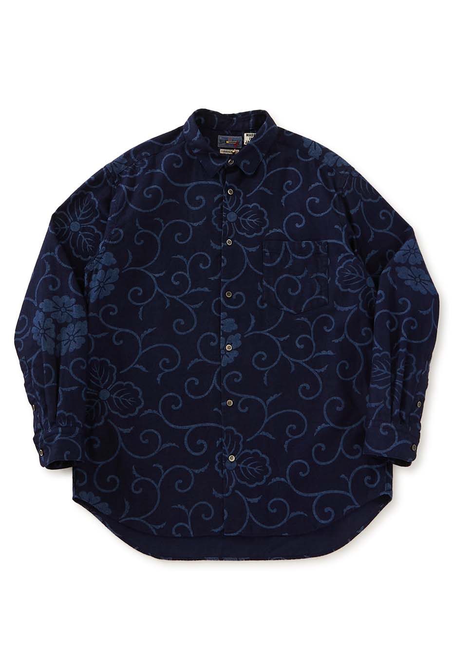 インディゴネル カラクサバッセン レギュラーカラーシャツ | BLUE BLUE