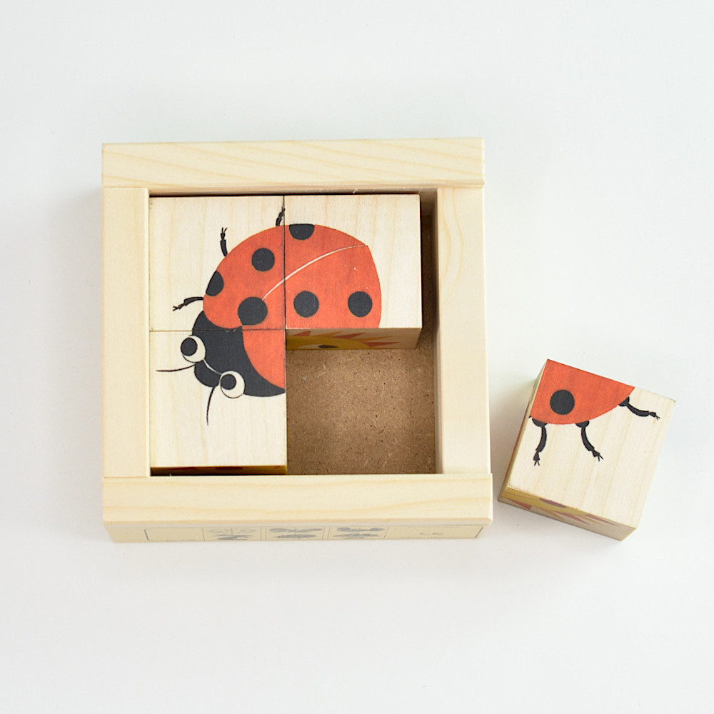 AF408 六面体パズル・4pcs・ナチュラル：おもちゃ：百町森