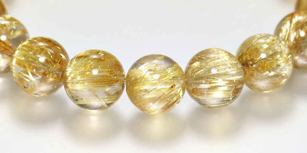 トップクォリティ]ゴールドルチルクォーツブレスレット（約10.5mm玉