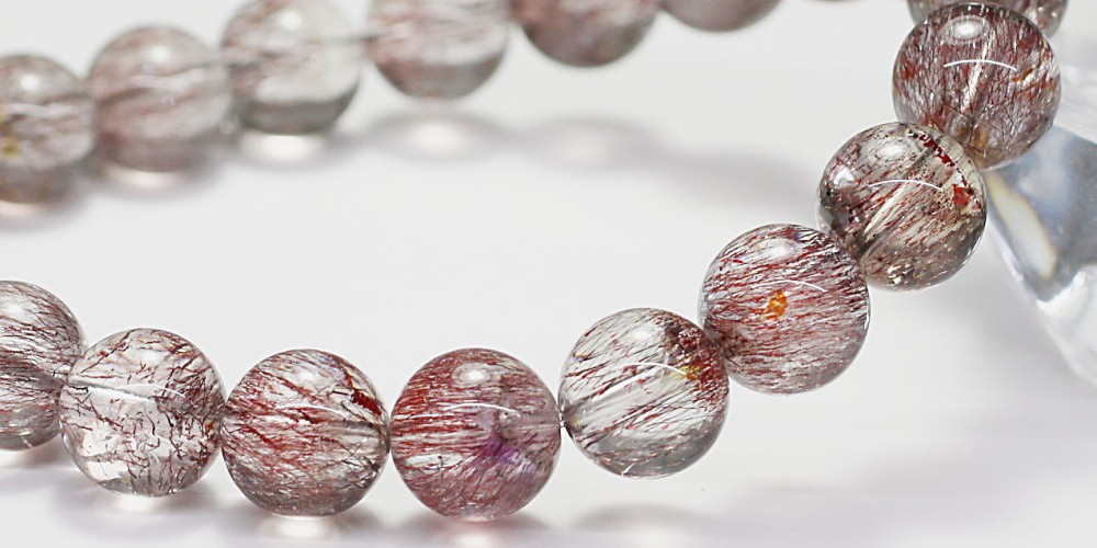 高品質++]スーパーセブンブレスレット/レッド系（約9.5mm玉・レピ