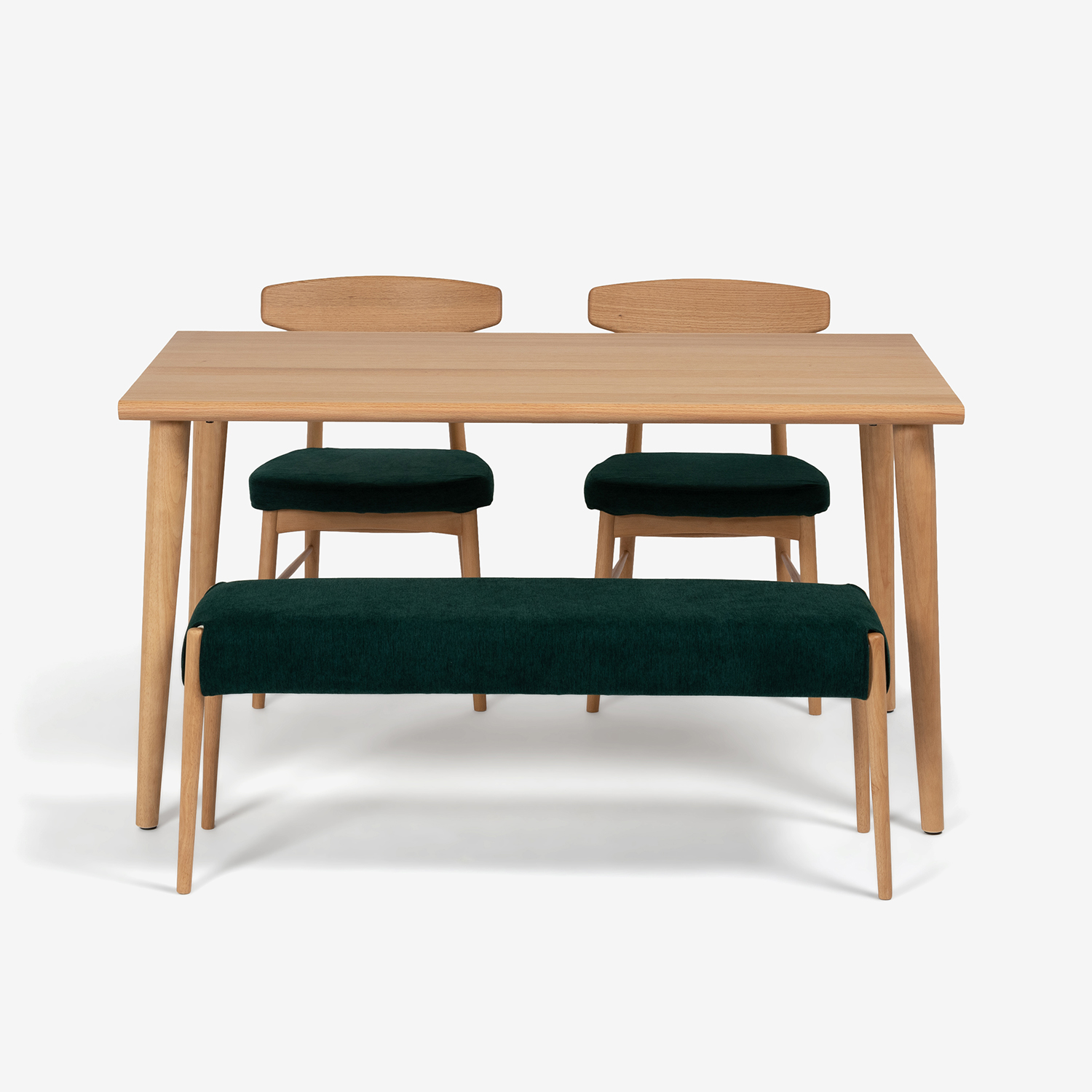 ダイニングテーブル「ユノ3」レッドオーク材 ホワイトオーク色 丸脚 全