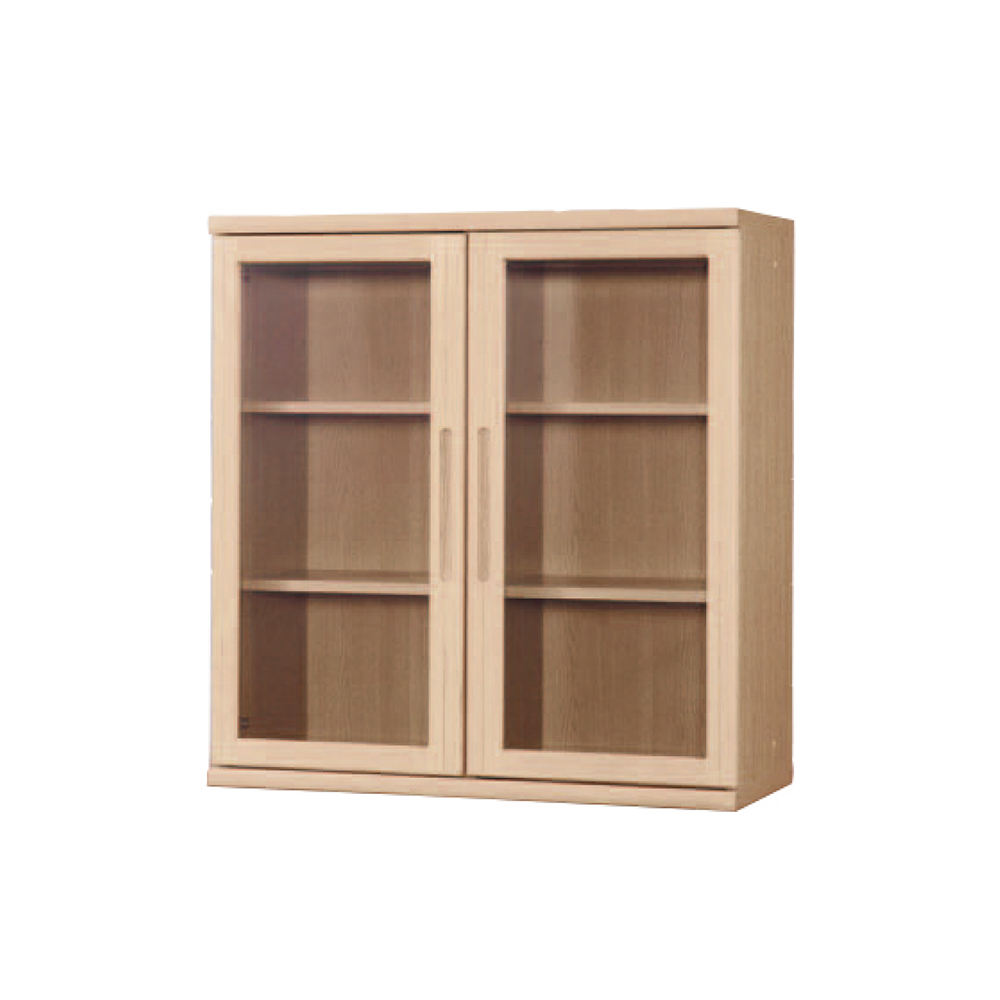 小島工芸 書棚「ニューオファー NOF-90 開戸」ガラス扉 幅90cm 全4色