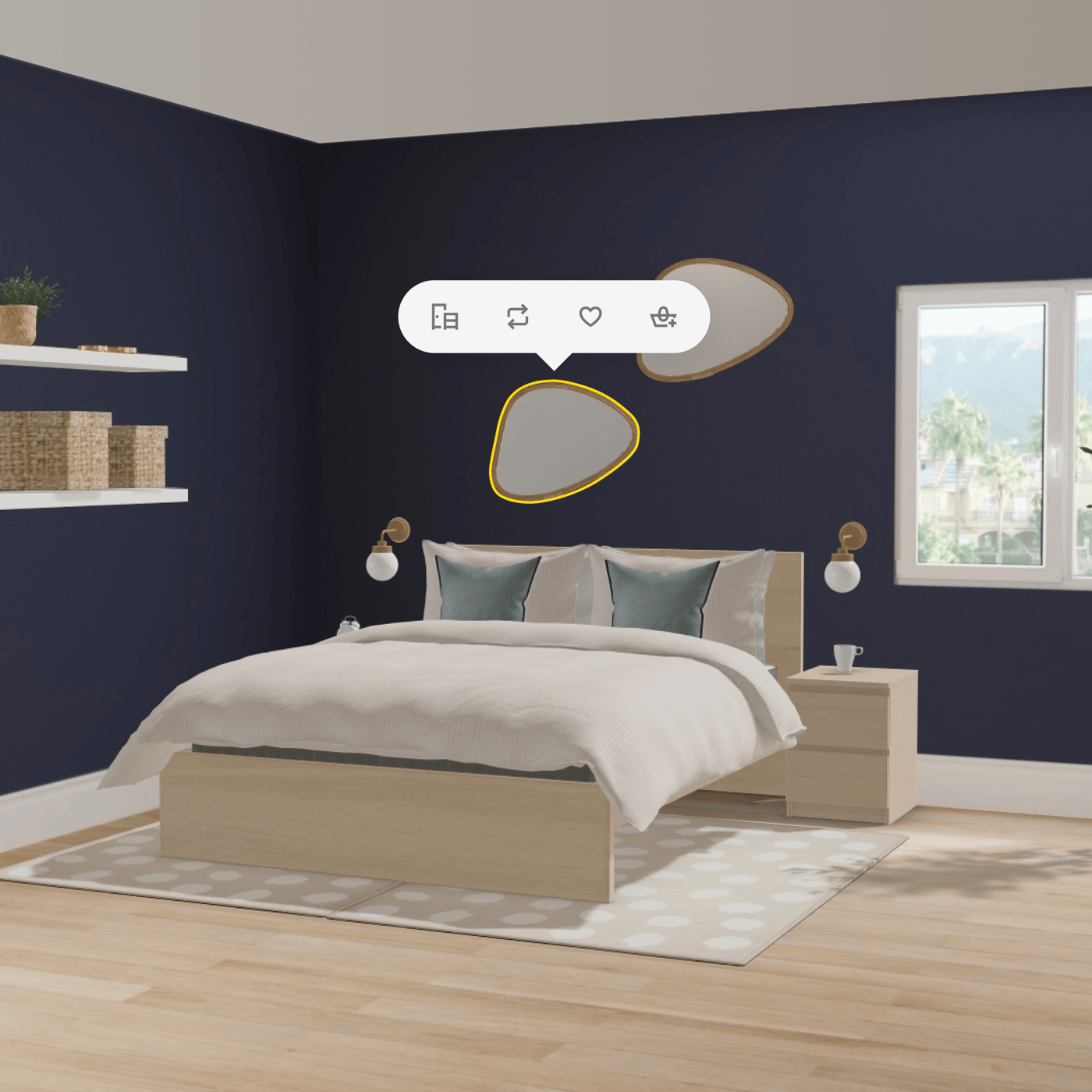 HOVET mirror, black, 303/4x771/8