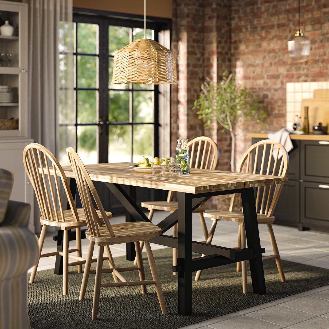 SKOGSTA スコグスタ テーブル, アカシア材/ブラック, 160x81x74 cm - IKEA