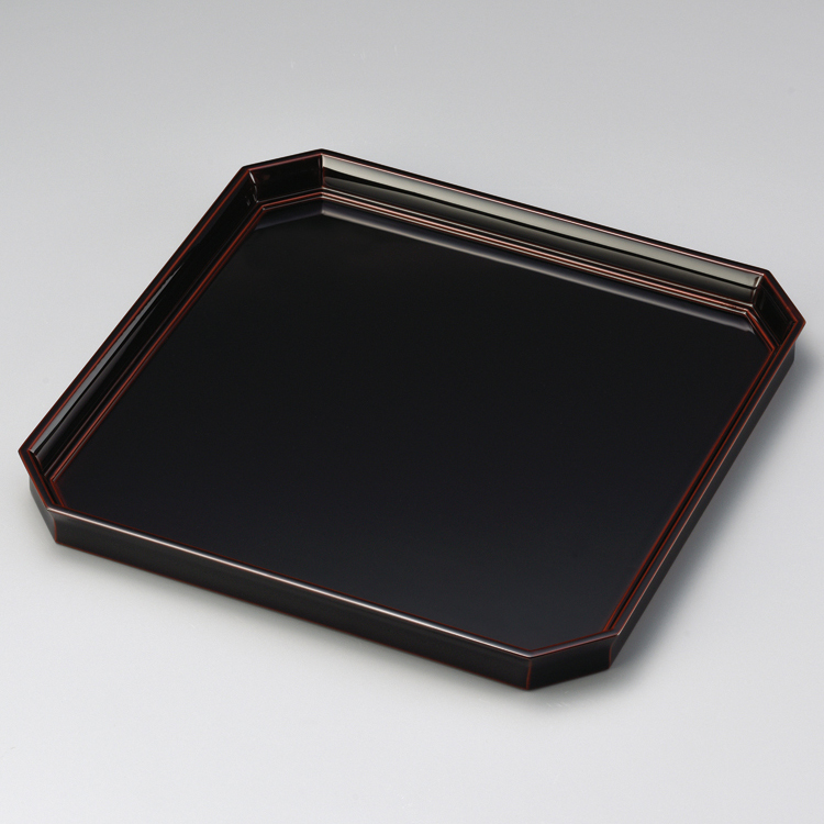 卓上膳 10.5 角切 溜/黒 木製 漆塗り 12-08401 漆器の井助